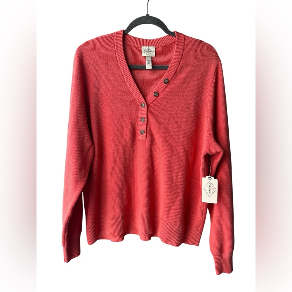 St. John’s Bay $44 Henley Sweater Spiced Coral